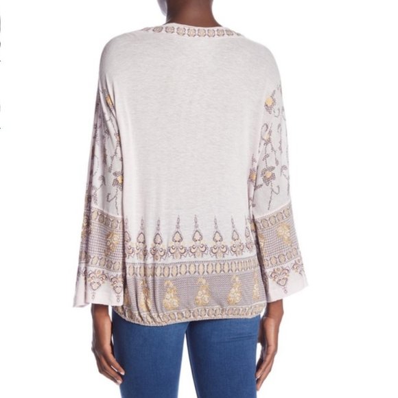 Free People Lilac and Gold Medallion Print Top - Picture 3 of 5